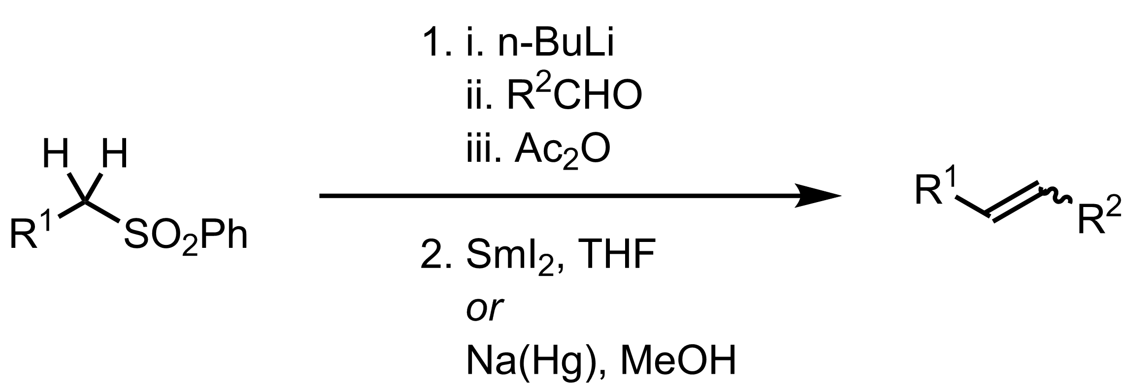 Schematic representation of the Julia Olefination.