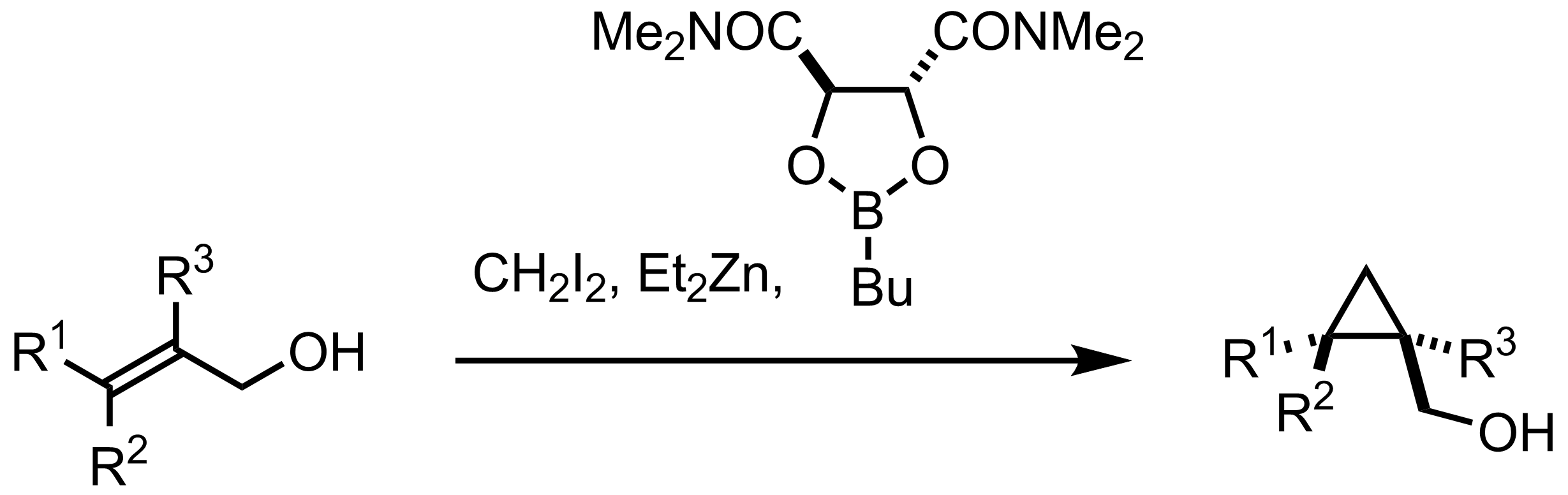 Schematic representation of the Charette Asymmetric Cyclopropanation.