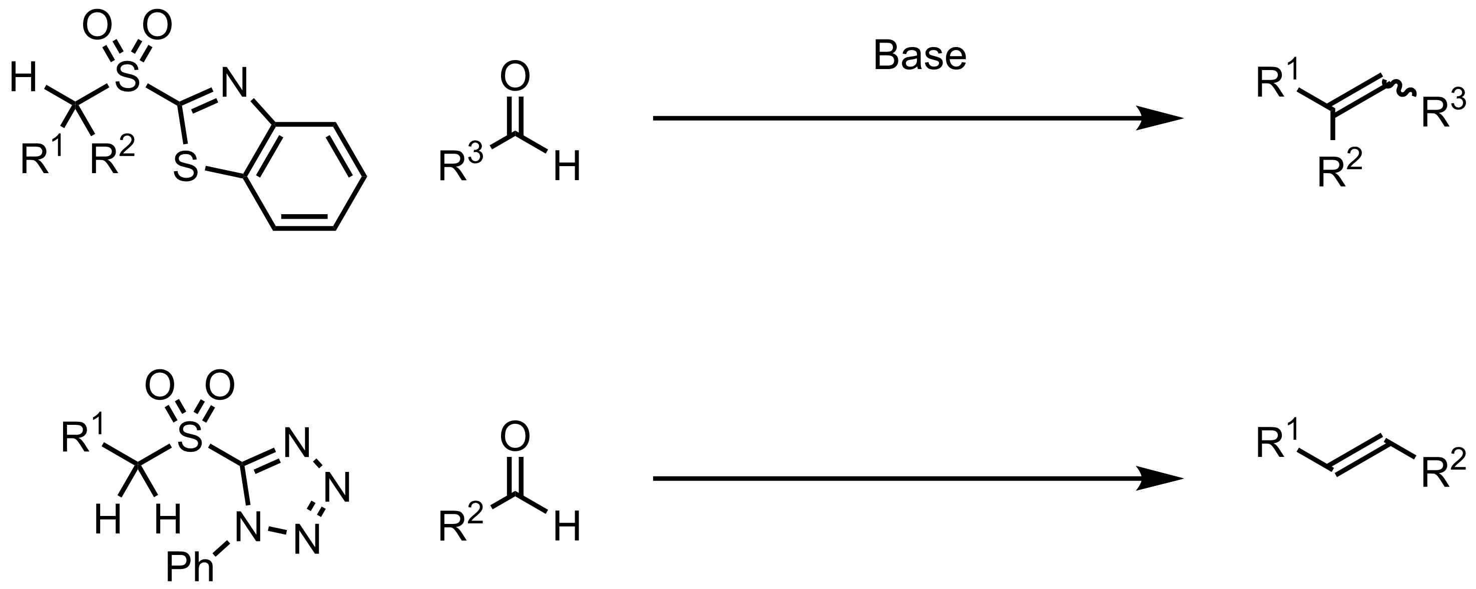 Schematic representation of the Julia-Kociensky Olefination.